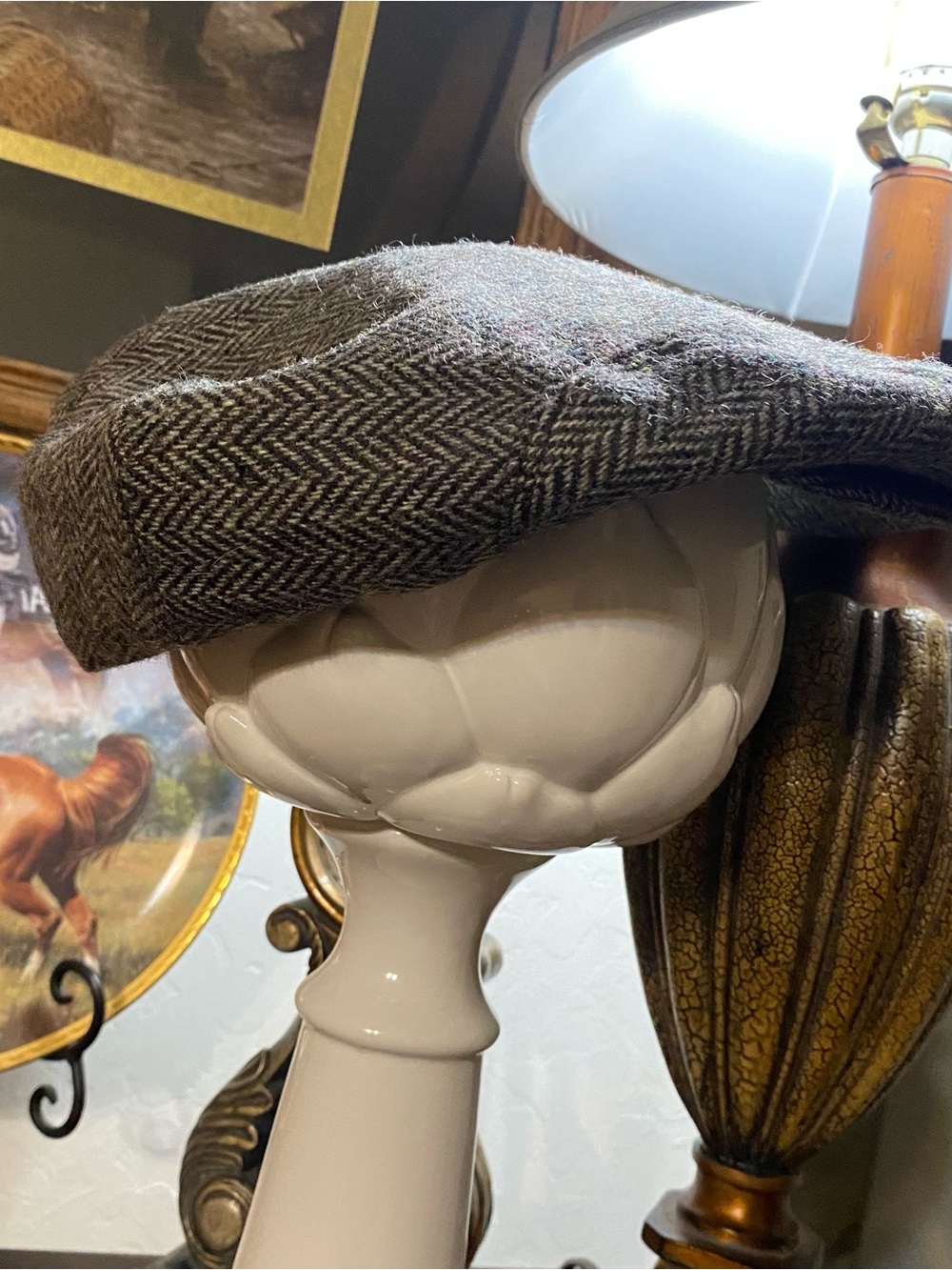 Weatherproof Wool Newsboy Cap Men’s XL Brown Herringbone Newsie Hat Preppy Golf